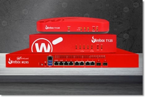 stack of red WatchGuard Firebox firewalls