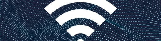 White Wi-Fi symbol on a curved dot patterned background